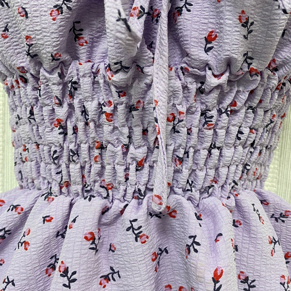 Purple Floral Smocked Spaghetti Strap Sundress Size XS Summer Boho‎ Romantic - Picture 3 of 16